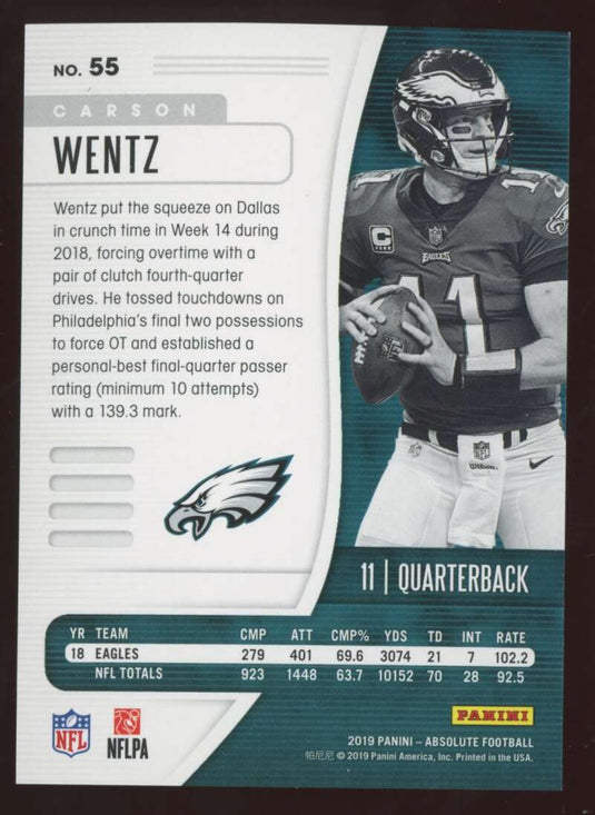 2019 Panini Absolute Blue Spectrum Carson Wentz 