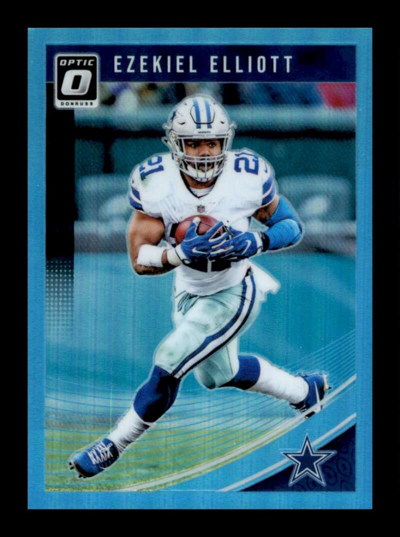 Load image into Gallery viewer, 2018 Donruss Optic Aqua Prizm Ezekiel Elliott #28 SP /299 Dallas Cowboys Image 1
