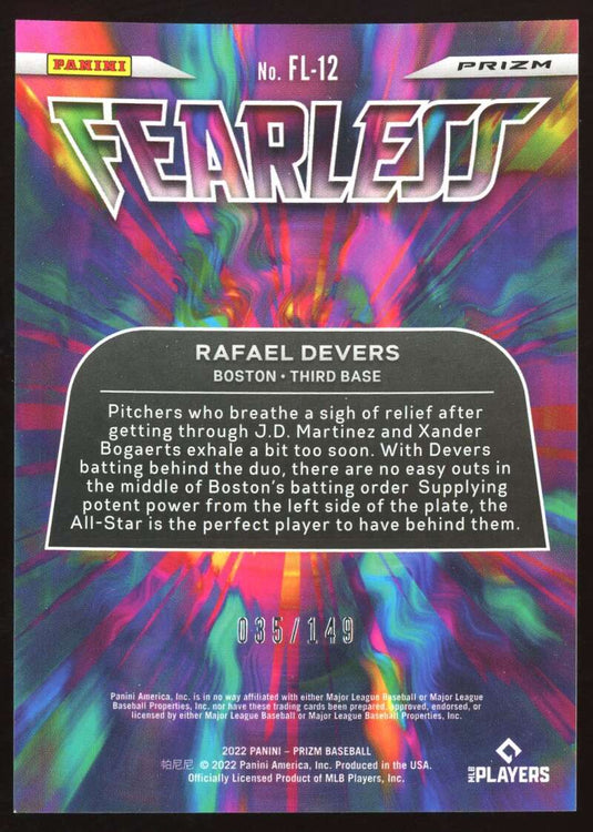 2022 Panini Prizm Fearless Red Mojo Prizm Rafael Devers 