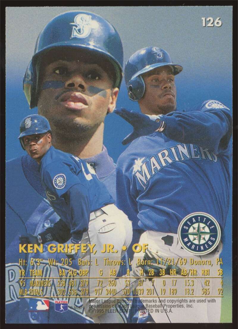 Load image into Gallery viewer, 1996 Fleer Ultra Gold Medallion Ken Griffey Jr #126 Seattle Mariners  Image 2
