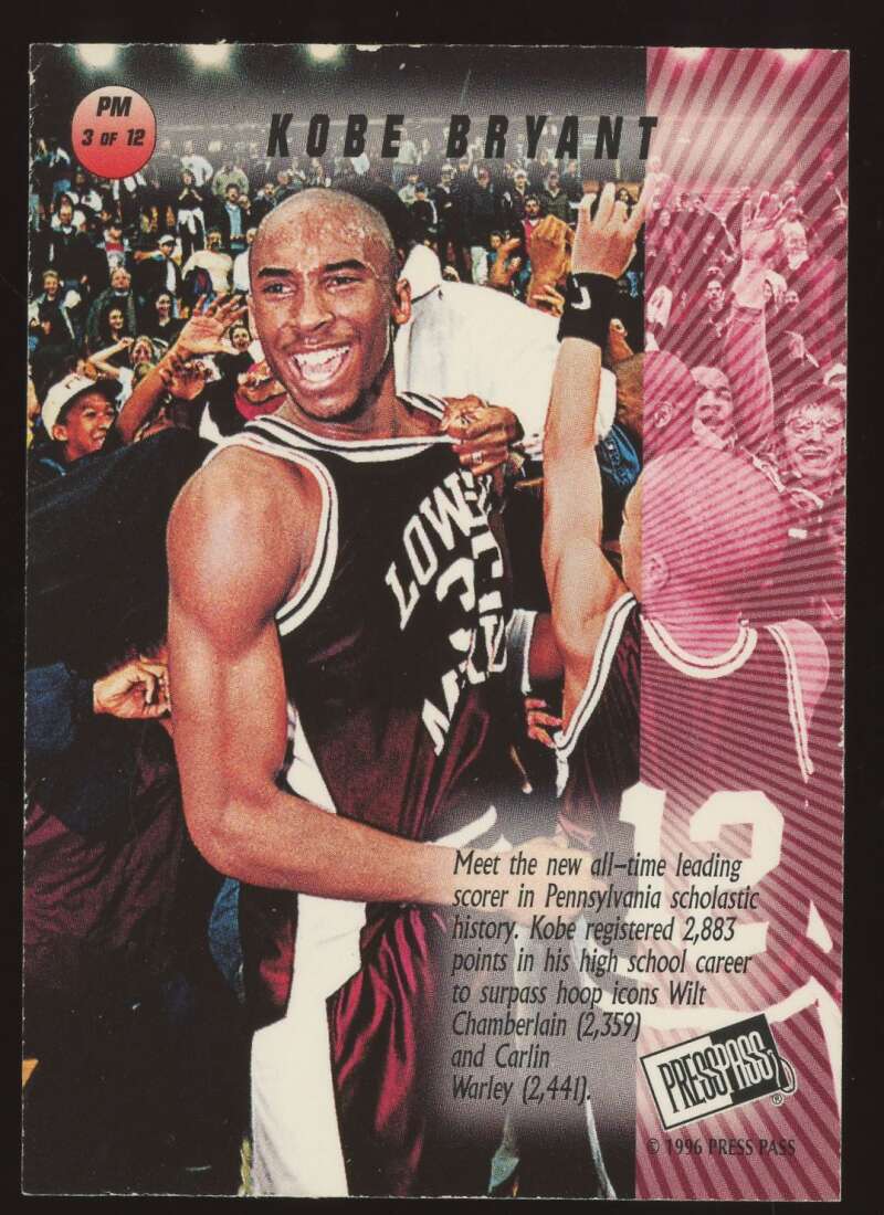 Load image into Gallery viewer, 1996 Press Pass Pandemonium Kobe Bryant #3 Los Angeles Lakers Rookie RC Image 2
