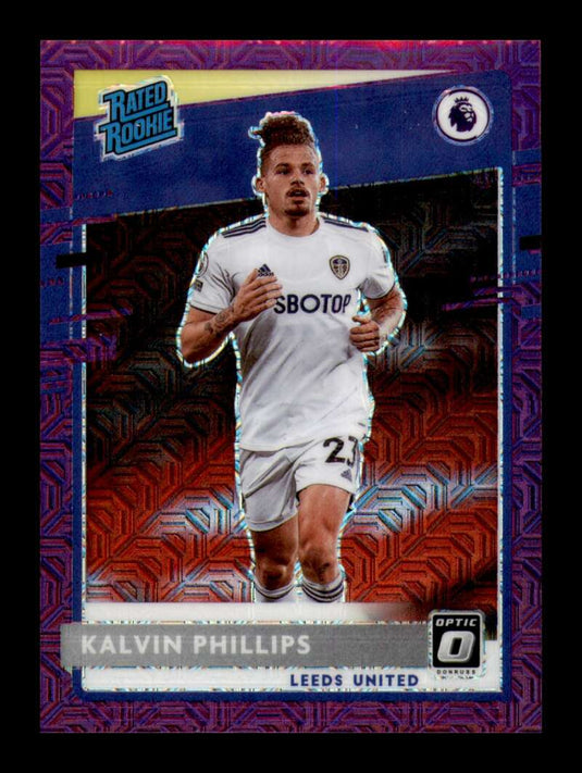 2020-21 Panini Donruss Optic EPL Purple Mojo Prizm Kalvin Phillips #4 Leeds United Rookie RC  Image 1