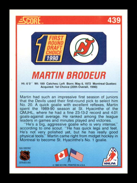 1990-91 Score Martin Brodeur