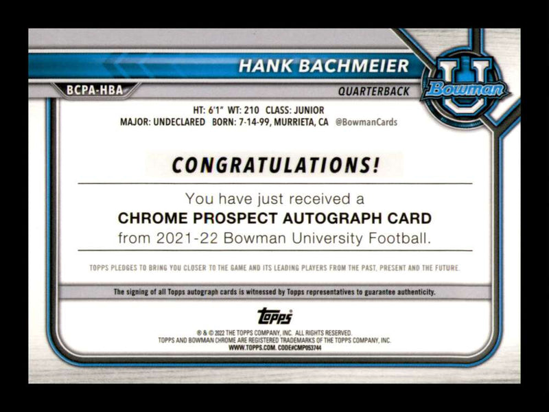 Load image into Gallery viewer, 2022 Bowman University Chrome Lava Auto Hank Bachmeier #BCPA-HBA Rookie RC /199  Image 2
