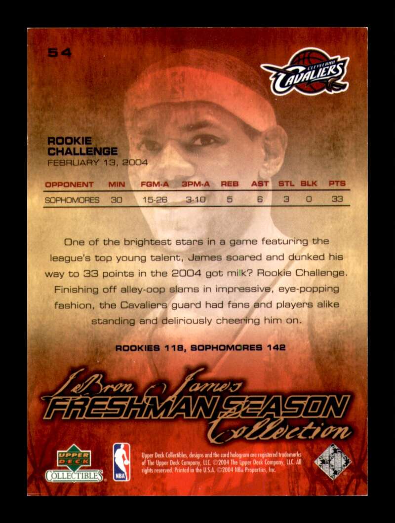 Load image into Gallery viewer, 2004-05 Upper Deck Freshman Season LeBron James #54 Cleveland Cavaliers Image 2
