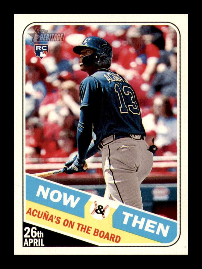 Load image into Gallery viewer, 2018 Topps Heritage Now &amp; Then Ronald Acuna Jr #NT-14 Atlanta Braves Rookie RC Image 1
