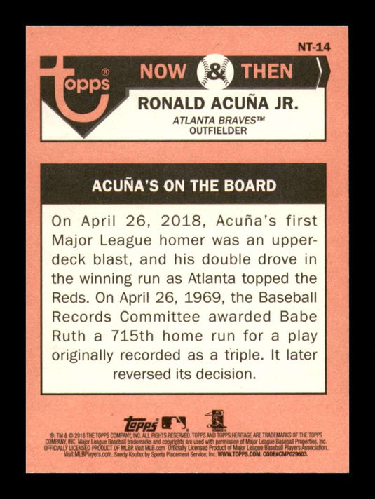 2018 Topps Heritage Now &amp; Then Ronald Acuna Jr
