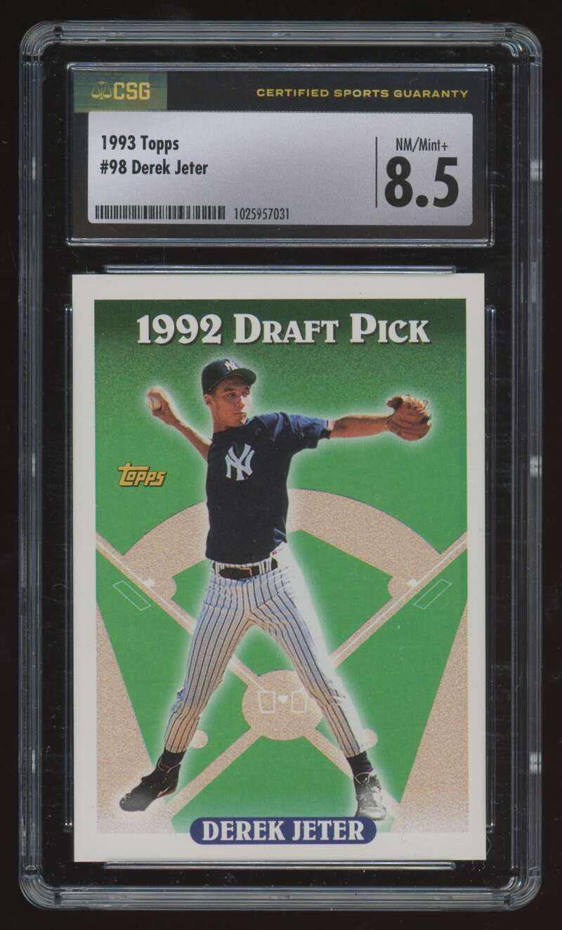 Load image into Gallery viewer, 1993 Topps Derek Jeter #98 Yankees Rookie RC CSG 8.5 Image 1

