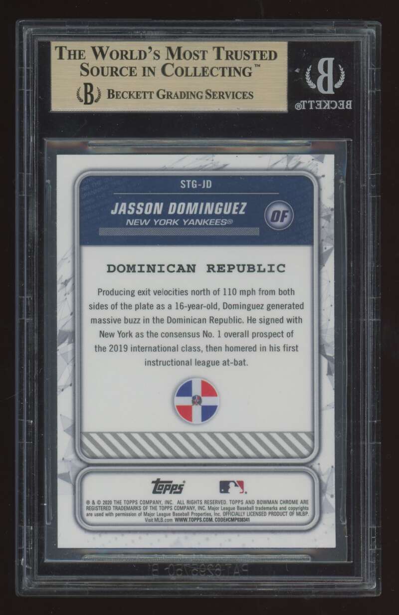 Load image into Gallery viewer, 2020 Bowman Chrome Spanning the Globe Jasson Dominguez #STG-JD Rookie RC BGS 9.5 Image 2
