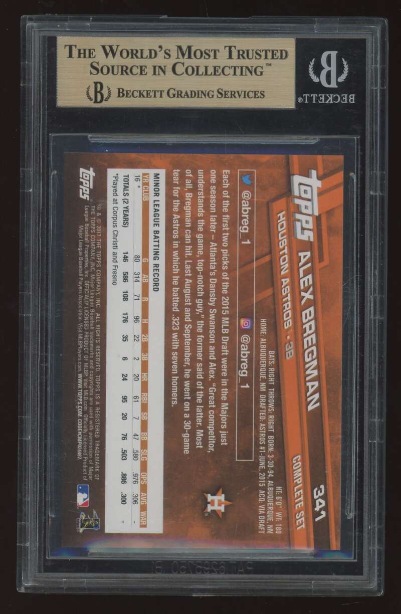 Load image into Gallery viewer, 2017 Topps Complete Set Alex Bregman #341 Rookie RC BGS 9.5 Image 2
