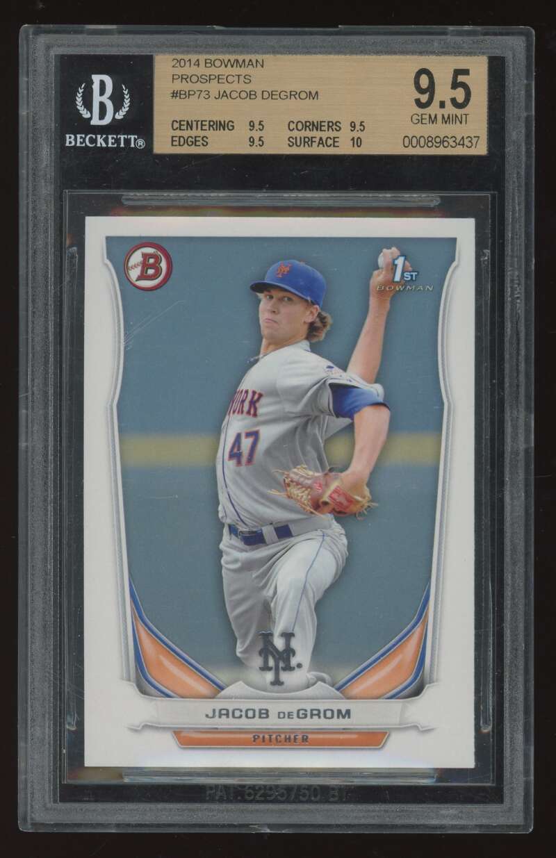 Load image into Gallery viewer, 2014 Bowman Prospects Jacob deGrom #BP73 Rookie RC BGS 9.5 Image 1
