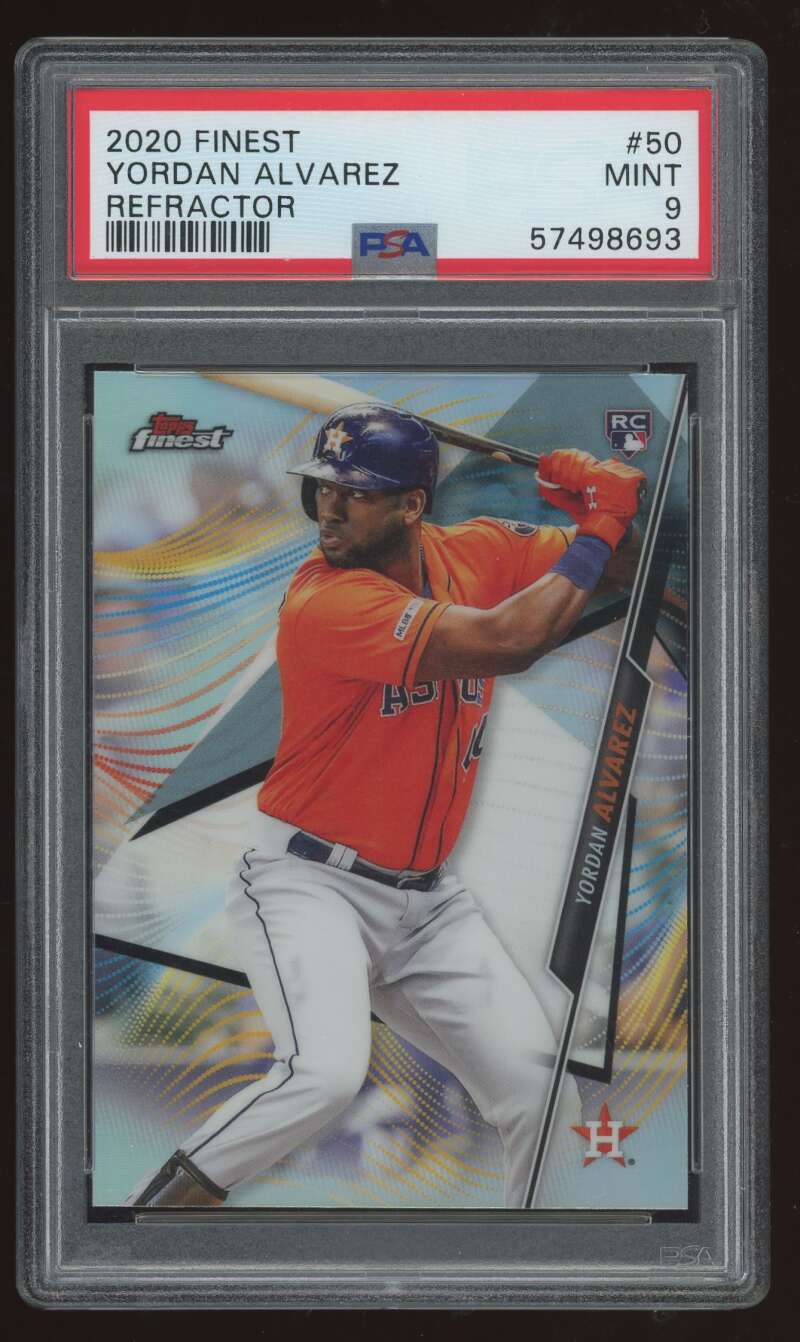 Load image into Gallery viewer, 2020 Topps Finest Refractor Yordan Alvarez #50 Rookie RC PSA 9  Image 1
