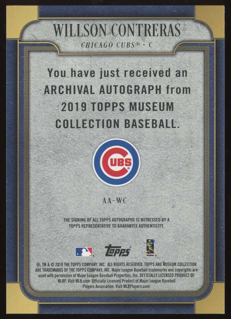 Load image into Gallery viewer, 2019 Topps Museum Collection Archival Autograph Gold Willson Contreras #AA-WC Chicago Cubs Auto /25  Image 2
