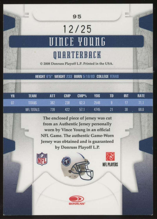 2008 Leaf Limited Threads Prime Vince Young