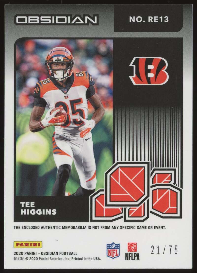 Load image into Gallery viewer, 2020 Panini Obsidian Eruption Electric Etch Orange Tee Higgins #RE-13 Cincinnati Bengals Rookie RC Relic /75  Image 2
