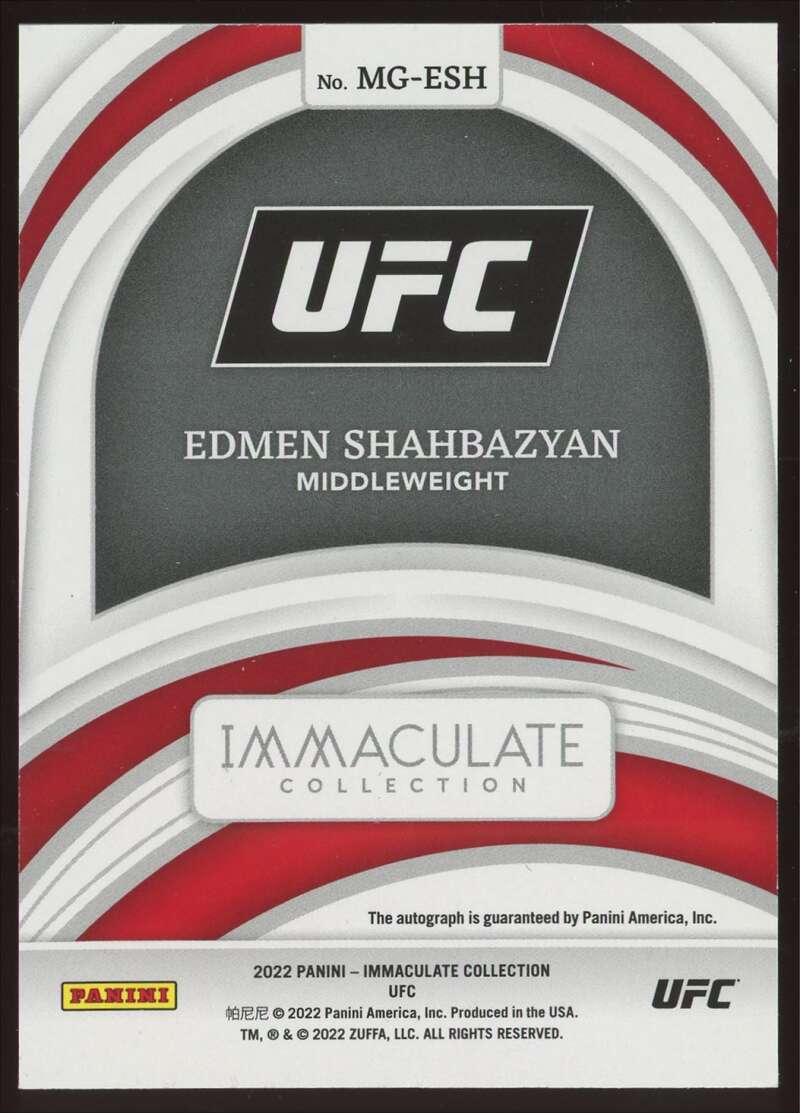 Load image into Gallery viewer, 2022 Panini Immaculate Collection UFC Marks of Greatness Auto Edmen Shahbazyan #MG-ESH Middleweight Auto /99  Image 2
