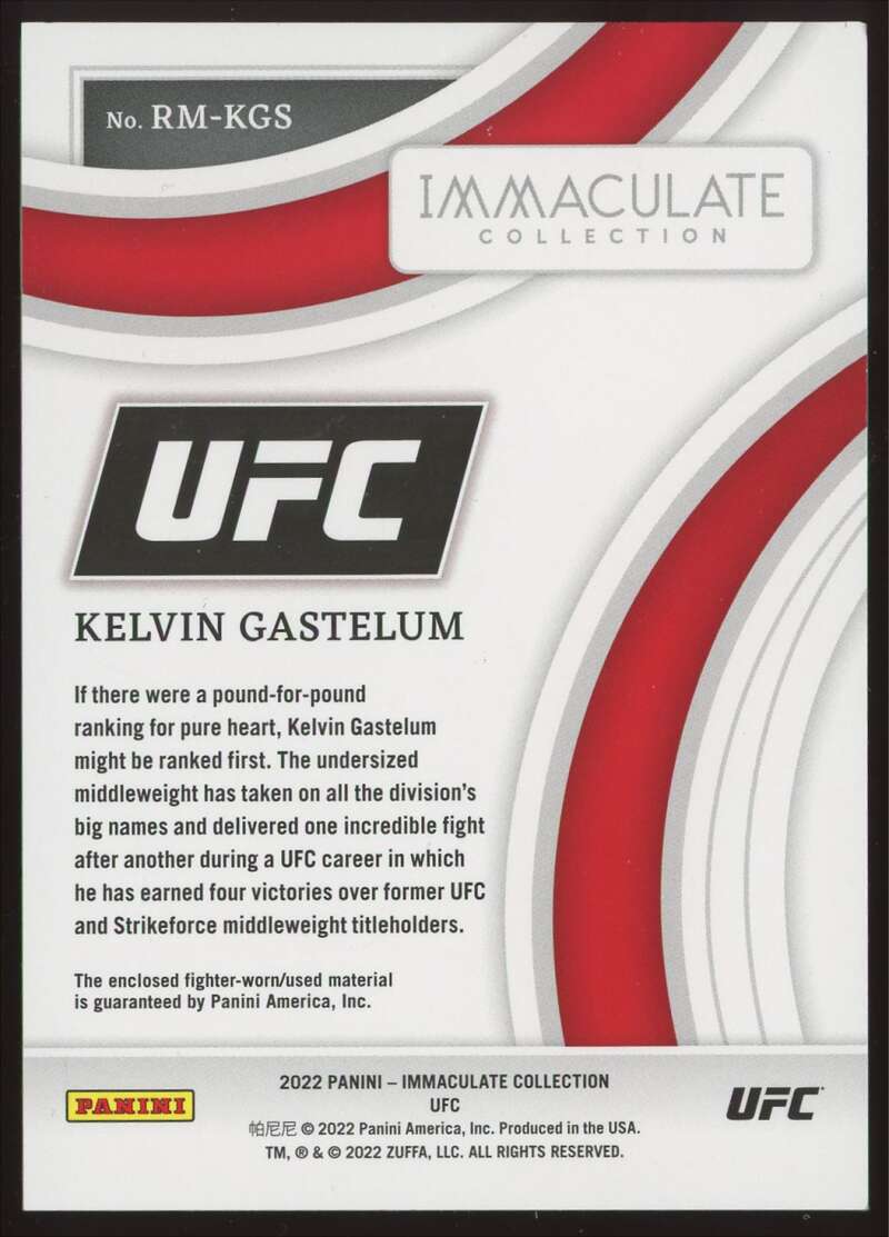 Load image into Gallery viewer, 2022 Panini Immaculate Collection UFC Remarkable Memorabilia Kelvin Gastelum #RM-KGS Middleweight Relic /49  Image 2

