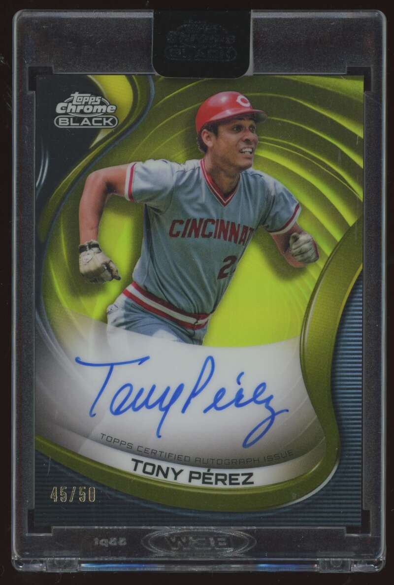 Load image into Gallery viewer, 2022 Topps Chrome Black Gold Refractor Auto Tony Perez #CBA-TP Cincinnati Reds /50  Image 1
