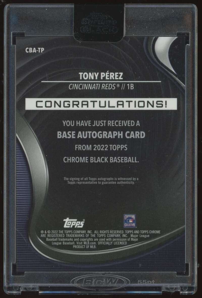 Load image into Gallery viewer, 2022 Topps Chrome Black Gold Refractor Auto Tony Perez #CBA-TP Cincinnati Reds /50  Image 2
