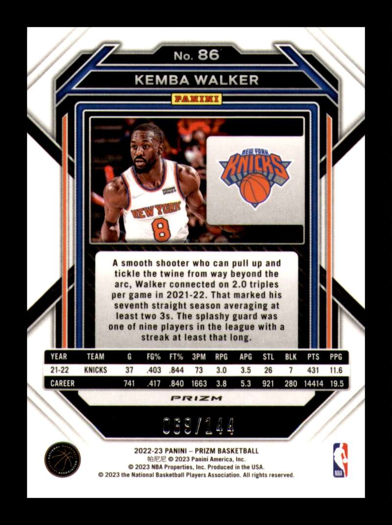 Load image into Gallery viewer, 2022-23 Panini Prizm Blue Sparkle Prizm Kemba Walker #86 New York Knicks /144  Image 2
