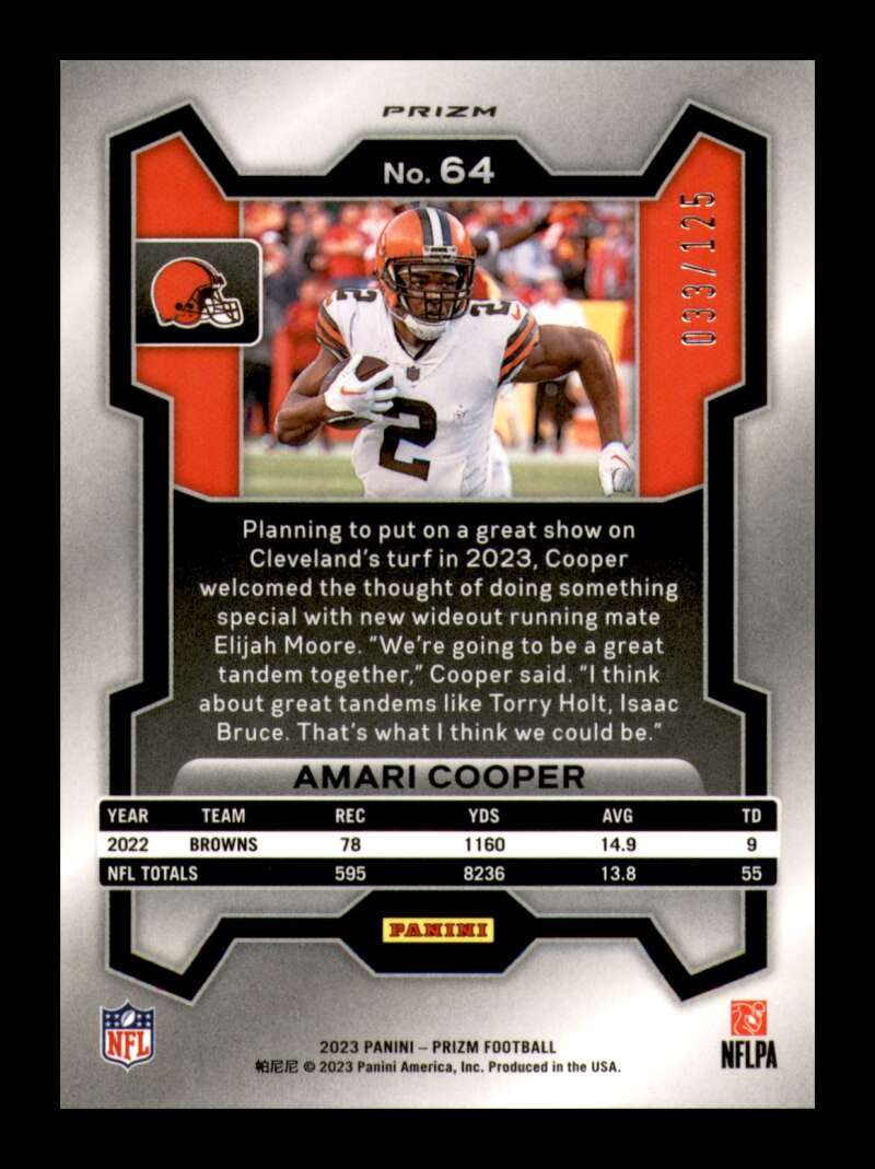 Load image into Gallery viewer, 2023 Panini Prizm Purple Prizm Amari Cooper #64 Cleveland Browns /125  Image 2
