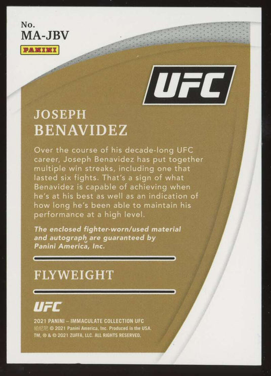 2021 Panini Immaculate Collection UFC Patch Auto Joseph Benavidez 
