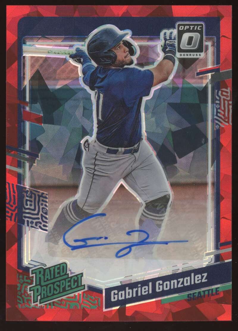 Load image into Gallery viewer, 2023 Donruss Optic Red Cracked Ice Auto Gabriel Gonzalez #RPS-GG Seattle Mariners Rookie RC /23  Image 1
