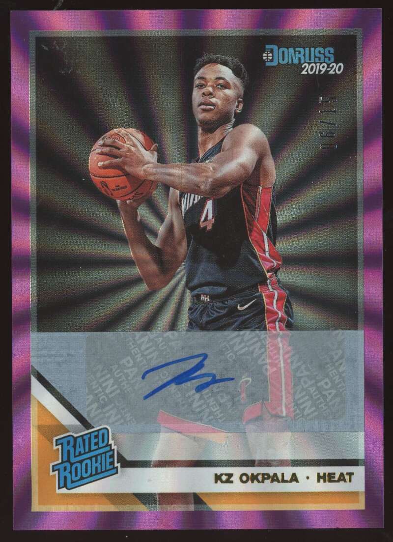 Load image into Gallery viewer, 2019-20 Donruss Holo Purple Laser Auto KZ Okpala #230 Miami Heat Rookie RC /15  Image 1
