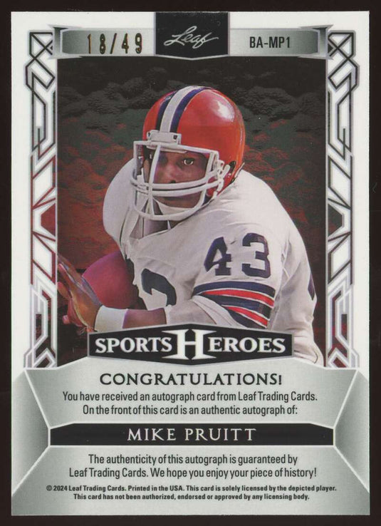 2024 Leaf Sports Heroes Black Shimmer Auto Mike Pruitt