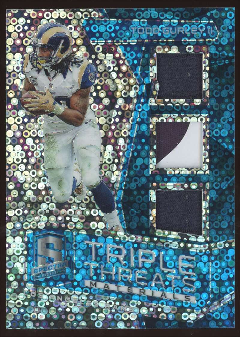 Load image into Gallery viewer, 2017 Panini Spectra Triple Threats Neon Blue Todd Gurley #16 Los Angeles Rams Patch Relic /50  Image 1
