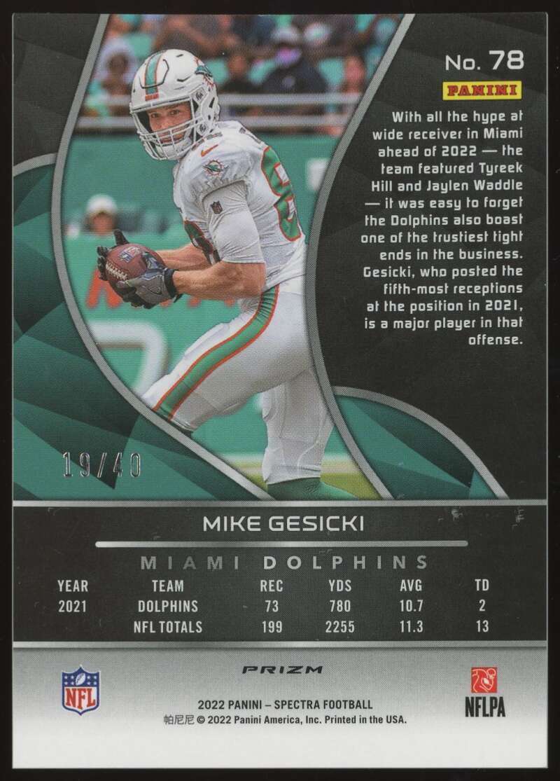 Load image into Gallery viewer, 2022 Panini Spectra Astral Prizm Mike Gesicki #78 Miami Dolphins /40  Image 2
