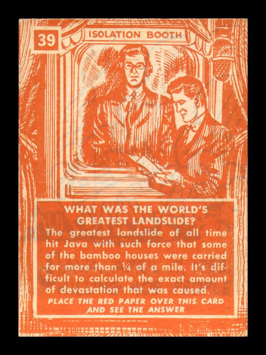 1957 Topps Isolation Booth Where was the world's greatest landslide 