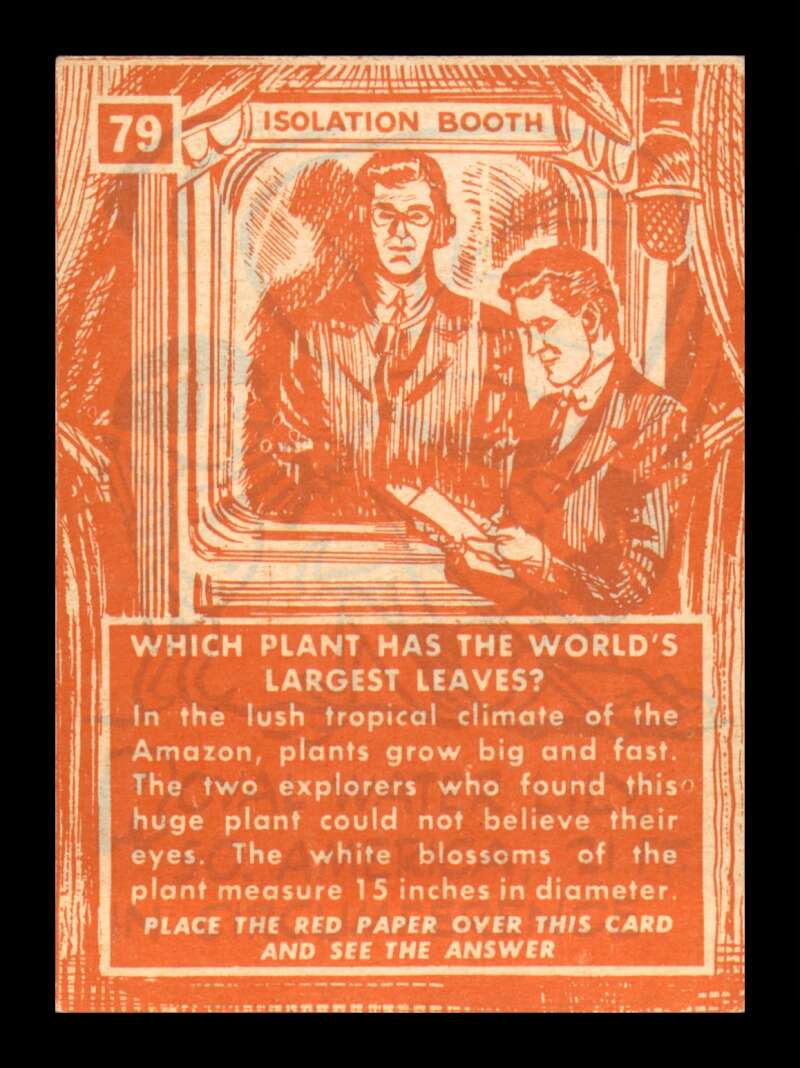 Load image into Gallery viewer, 1957 Topps Isolation Booth Which plant has the world&#39;s largest leaves #79 EX-EXMINT Image 2
