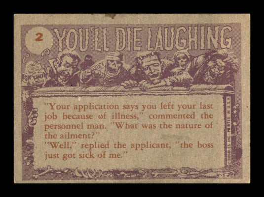 1959 Topps You'll Die Laughing I'd like a pair of eye glasses please