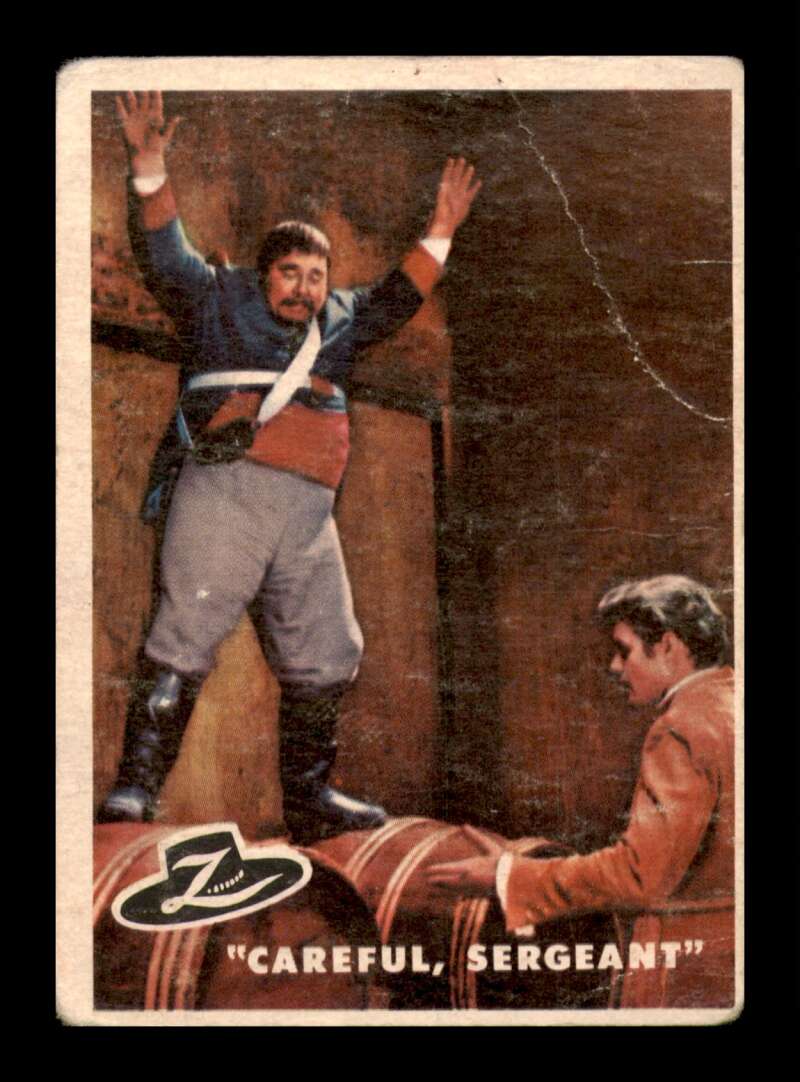 Load image into Gallery viewer, 1958 Topps Zorro Careful Sergeant #81 Crease MK Ink Mark on Back Image 1

