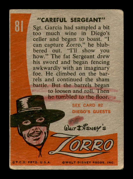 1958 Topps Zorro Careful Sergeant 