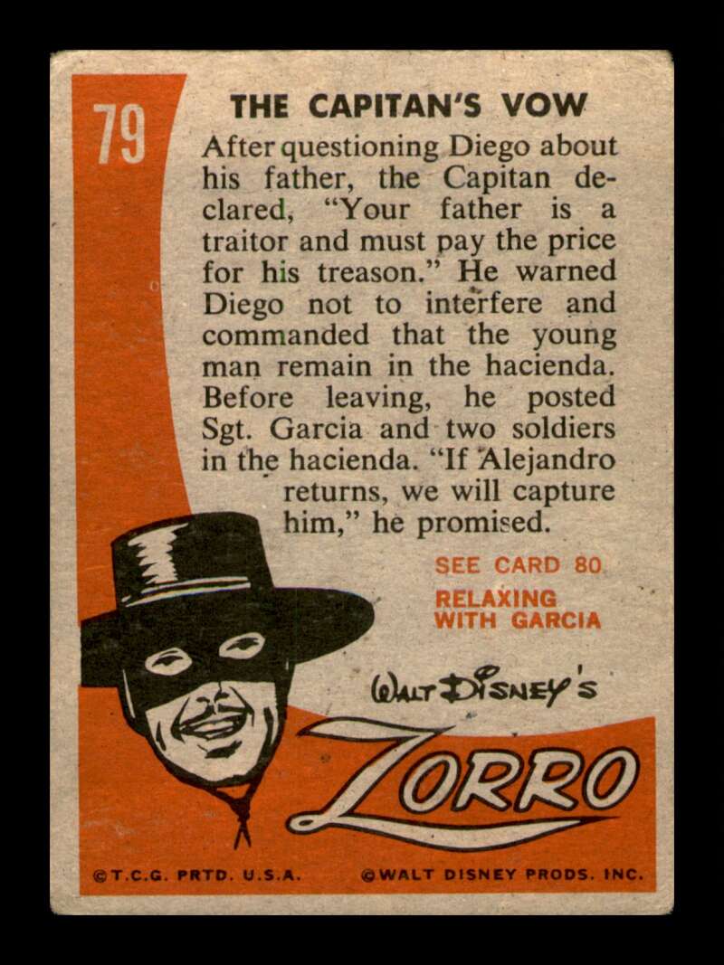 Load image into Gallery viewer, 1958 Topps Zorro The Capitan&#39;s Vow #79 VG-VGEX Image 2
