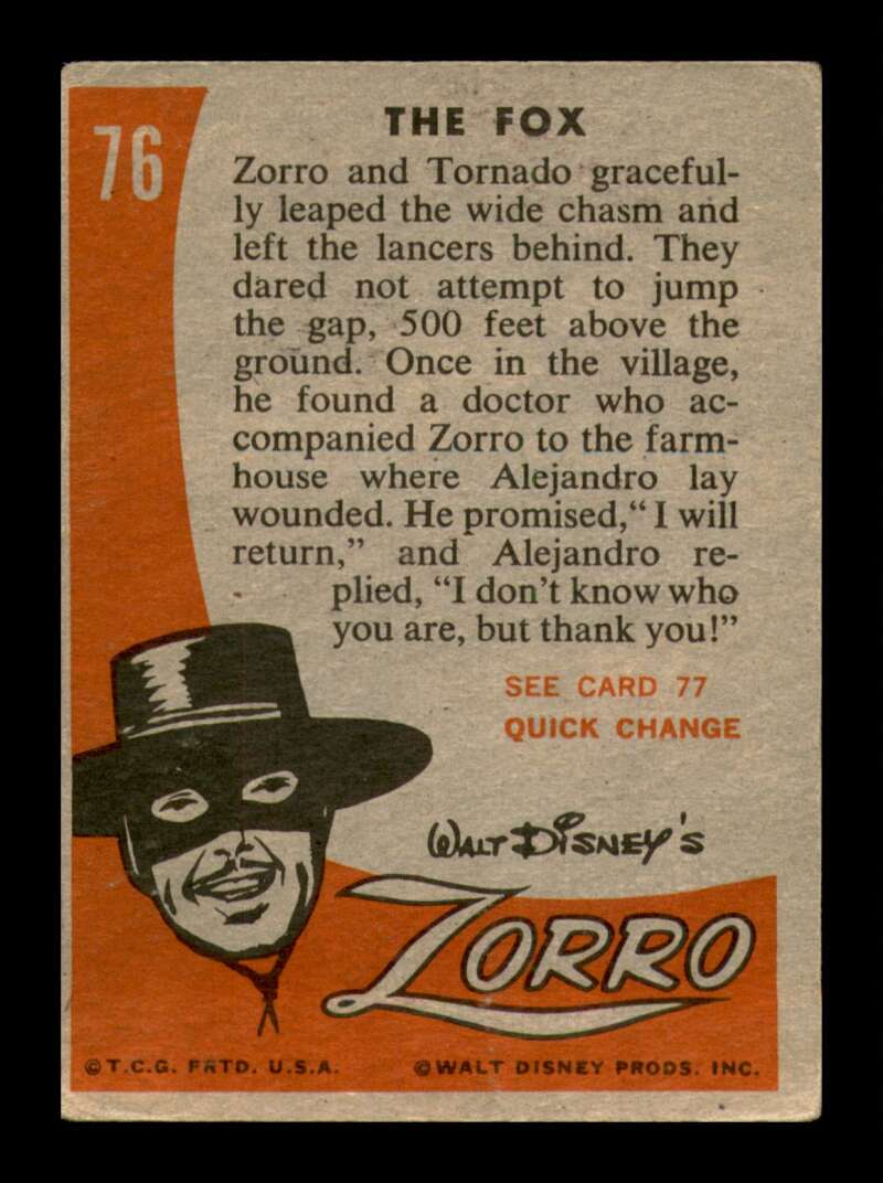 Load image into Gallery viewer, 1958 Topps Zorro The Fox #76 Wrinkle Image 2
