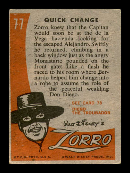1958 Topps Zorro Quick Change 