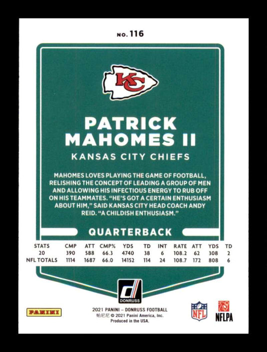 2021 Donruss Patrick Mahomes II 