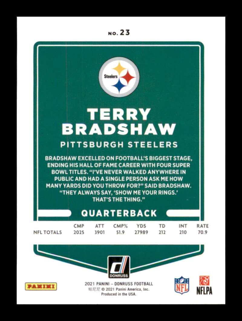 Load image into Gallery viewer, 2021 Donruss Press Proof Red Terry Bradshaw #23 Pittsburgh Steelers  Image 2
