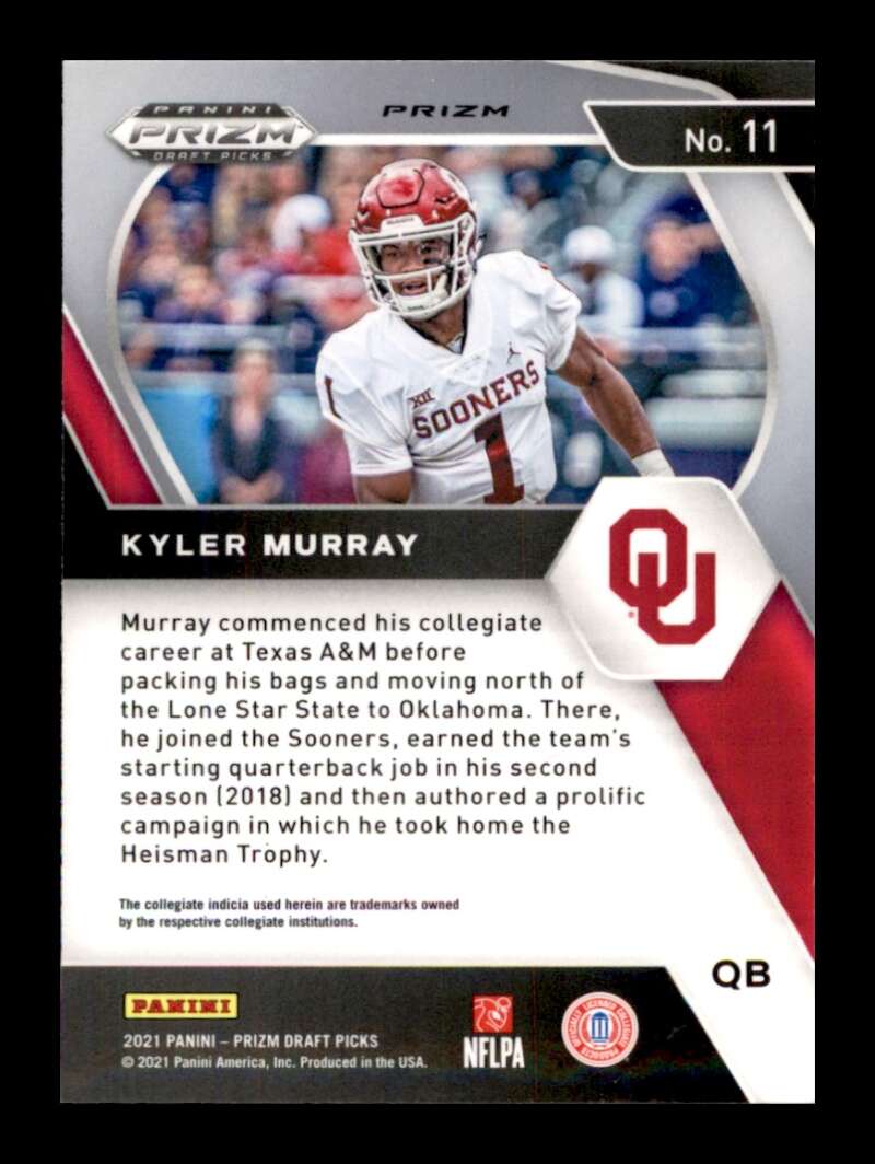 Load image into Gallery viewer, 2021 Panini Prizm Draft Green Prizm Kyler Murray #11 Oklahoma Sooners  Image 2
