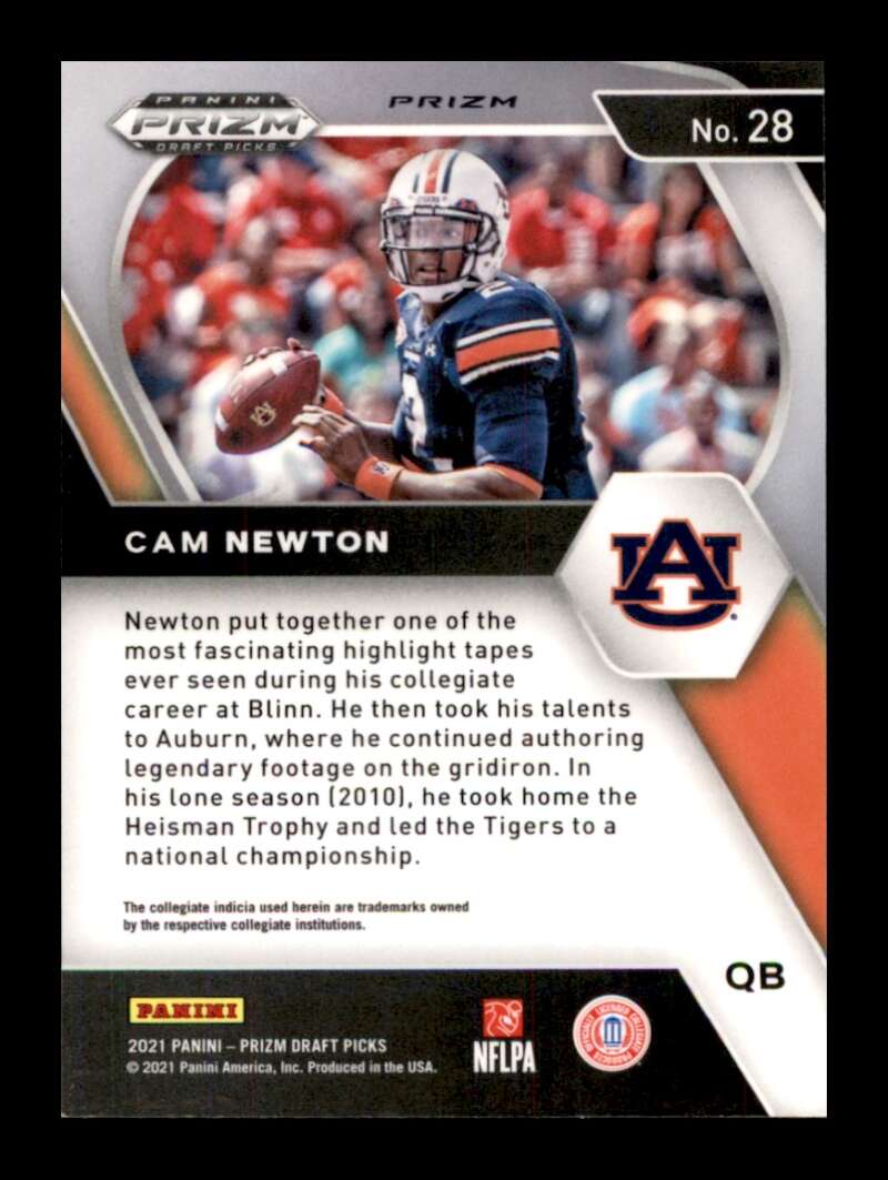 Load image into Gallery viewer, 2021 Panini Prizm Draft Green Wave Prizm Cam Newton #28 Auburn Tigers  Image 2
