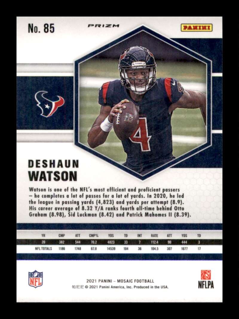 Load image into Gallery viewer, 2021 Panini Mosaic Reactive Blue Prizm Deshaun Watson #85 Houston Texans  Image 2
