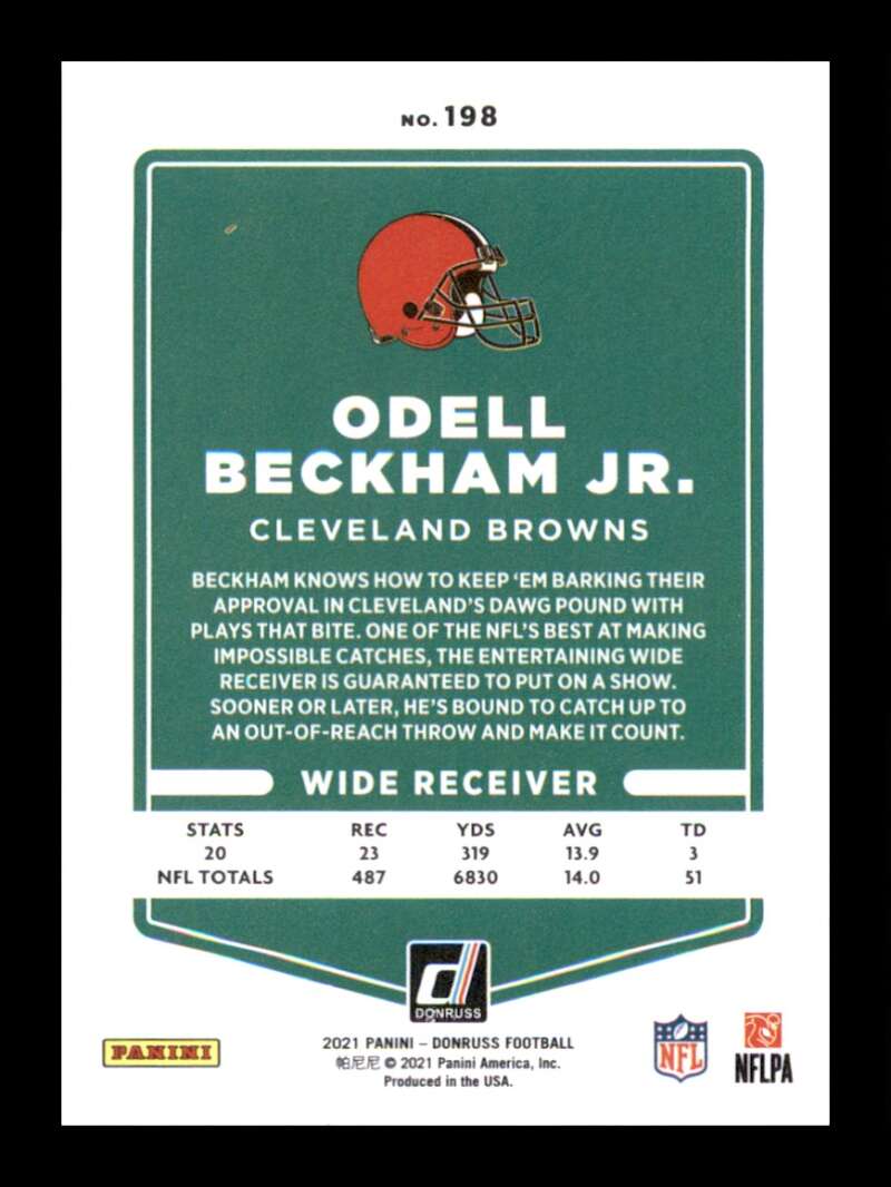 Load image into Gallery viewer, 2021 Donruss Press Proof Gold Odell Beckham Jr. #198 Cleveland Browns Image 2
