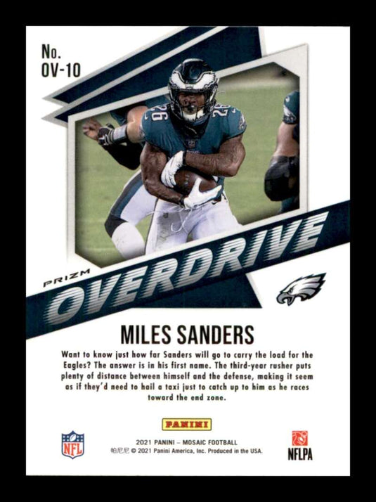 2021 Panini Mosaic Overdrive Silver Mosaic Prizm Miles Sanders 