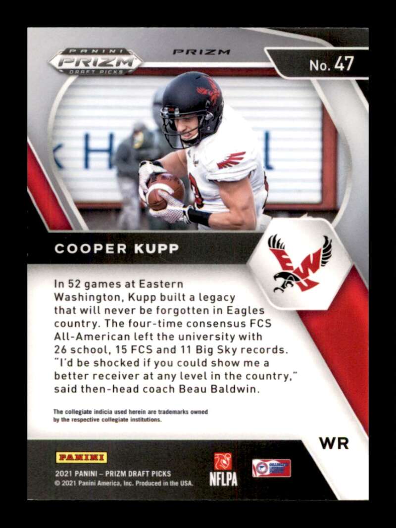 Load image into Gallery viewer, 2021 Panini Prizm Draft Red Cracked Ice Prizm Cooper Kupp #47 Eastern Washington Eagles  Image 2
