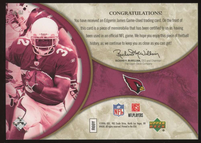 Load image into Gallery viewer, 2006 Upper Deck Ultimate Collection Ultimate Jersey Edgerrin James #UL-EJ Patch Relic /75 Image 2
