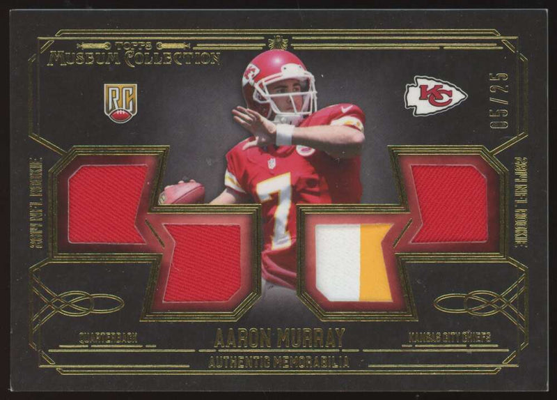 Load image into Gallery viewer, 2014 Topps Museum Quad Relic Gold Aaron Murray #RQR-AMU Kansas City Chiefs Rookie RC /25  Image 1
