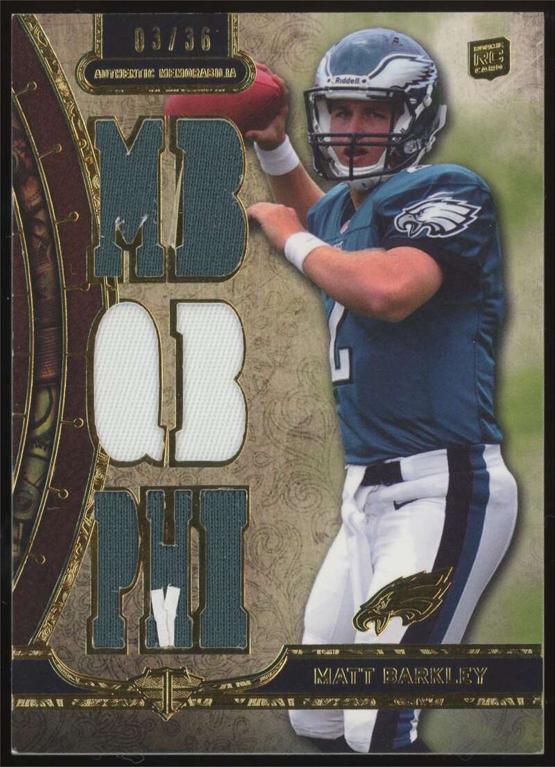 Load image into Gallery viewer, 2013 Topps Triple Threads Relic Matt Barkley #TTR-MA Philadelphia Eagles Rookie RC /36  Image 1
